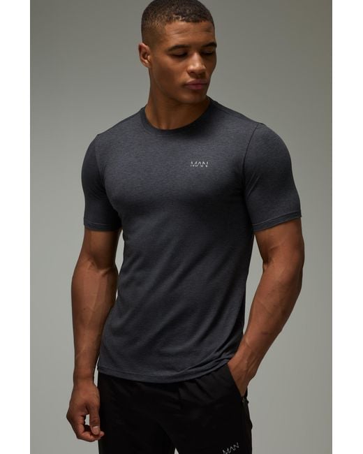 BoohooMAN Gray Active Marl Regular Fit T-Shirt for men