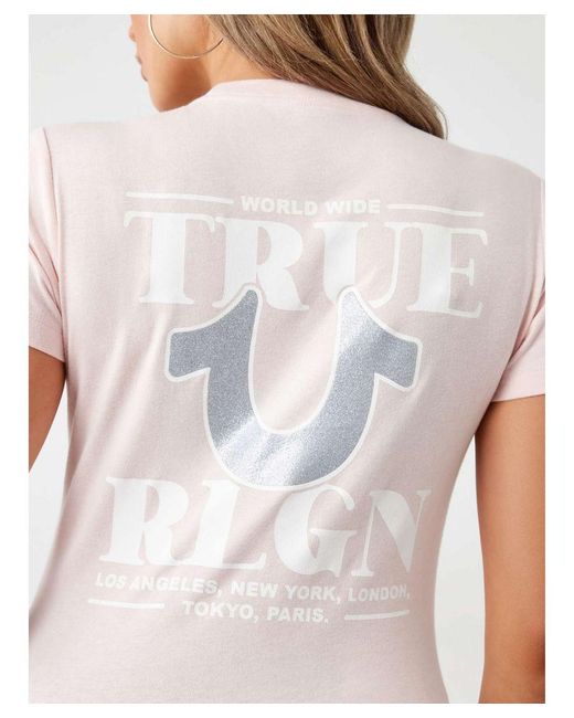 True Religion White World Wide Glitter Tee