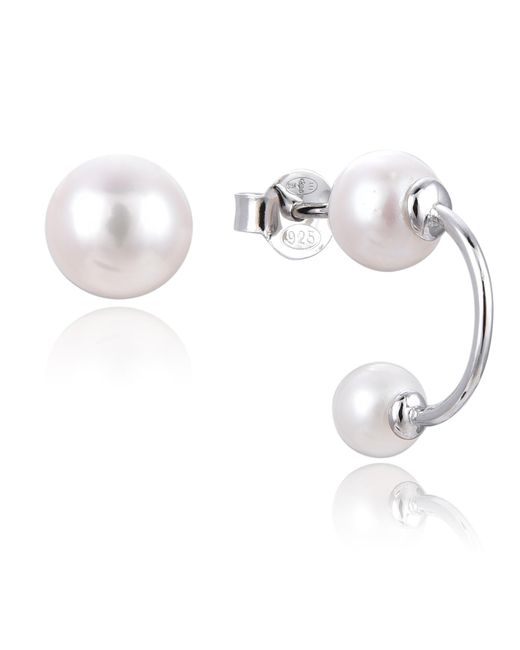 Gena Paris White Gena.Paris 'Asymmetric' 925 Sterling Stud Earrings