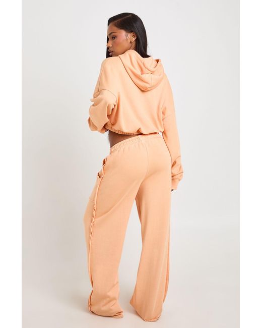 Boohoo Natural Washed Loopback Distressed Straight Leg Jogger