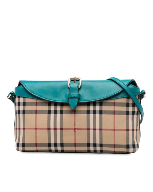 Burberry Blue Pre-Owned Haymarket Check Coated Canvas Leah Crossbody