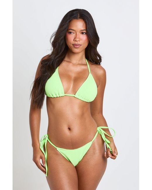 Boohoo Multicolor Textured Tie Side Bikini Bottom