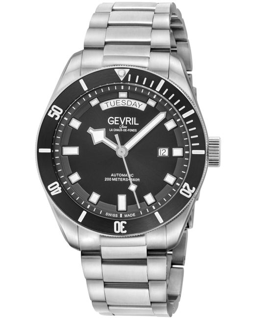 Gevril Gray Yorkville 316L Ss Case, Ring, Sunray Dial, Stainless Steel Satin Bracelet for men