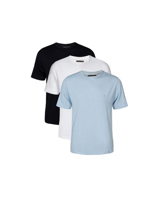French Connection Blue 3 Pack Cotton Crew Neck Short Sleeve T-Shirts for men