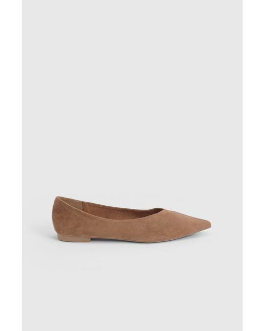 Faith White Tasha Faux Leather Collapsible Pointed Flat Ballerinas