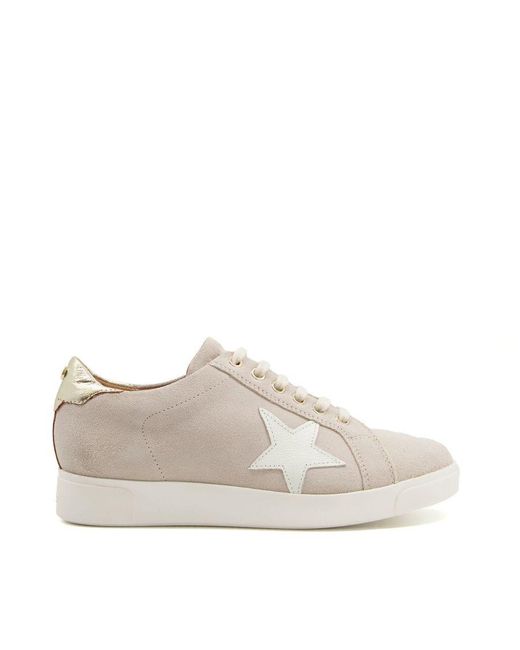 Dune White Edriss Star Motif Lace Up Trainers