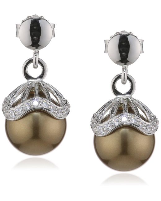 Orphelia Dames 925 Sterling Zilveren Drop Oorbellen in het Brown