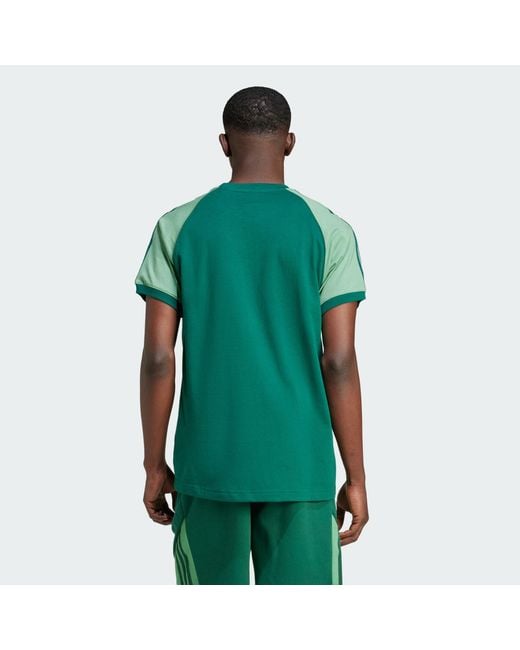 Adidas Originals Green Colourblocked 3-Stripes Tee for men