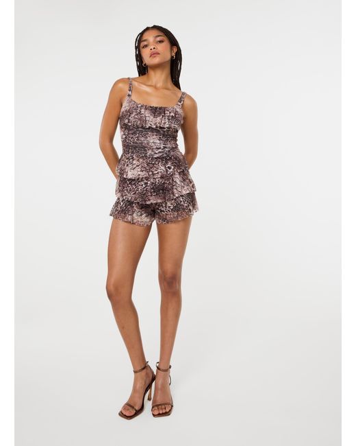 Pink Vanilla Multicolor Square Neck Ruffle Lace Playsuit