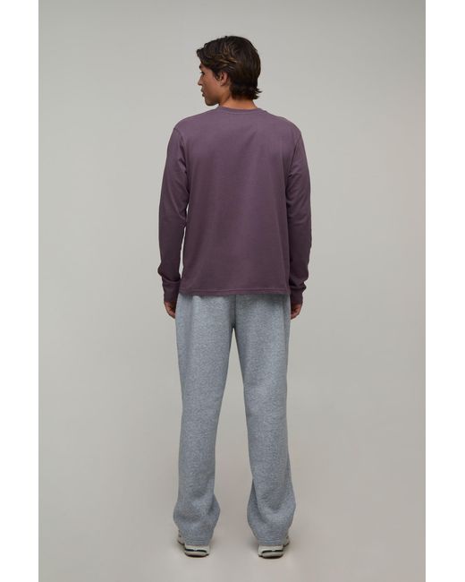 BoohooMAN Purple Essential Regular Fit Long Sleeve T-Shirt for men