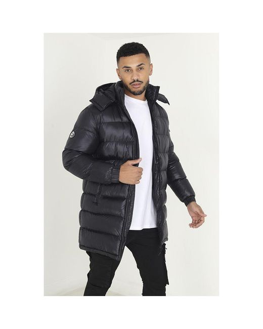 Good For Nothing Longline Hooded Padded Jacket in Blue for Men Lyst UK