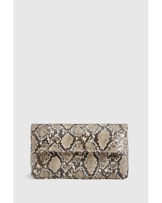 Boohoo Multicolor Large Snake Print Fold Over Clutch Bag