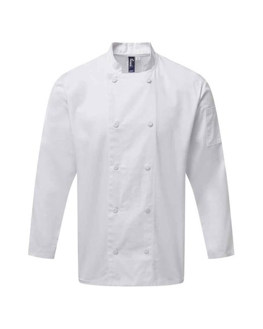 PREMIER White Coolchecker Long-Sleeved Chef Jacket for men