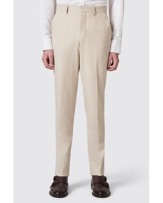 Shelby and Sons Natural Looten Slim Fit Linen Trousers for men