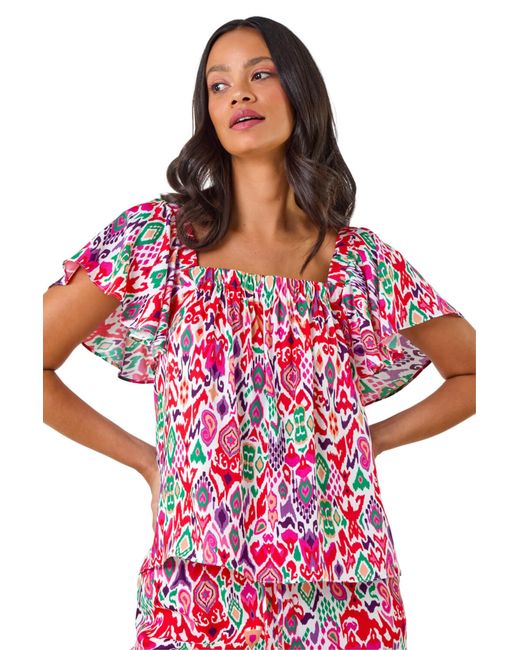 D.u.s.k Red Zig Zag Ruffle Top