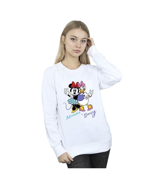 Disney White Ladies Minnie Mouse And Daisy Sweatshirt ()