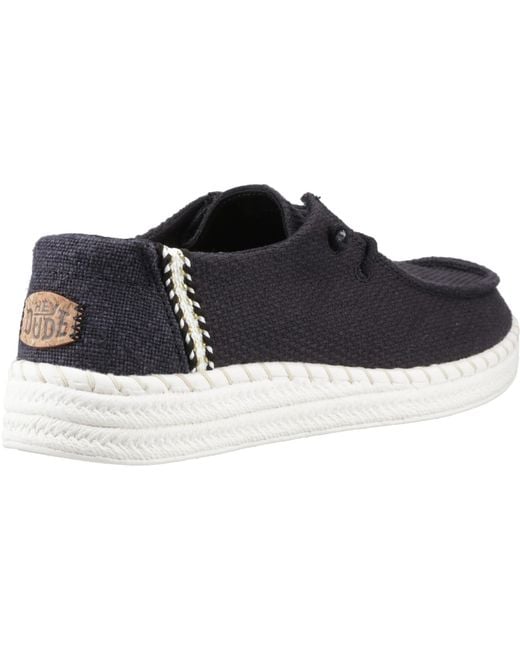HeyDude Blue Wendy Espadrille Woven Slip On Ladies Shoes
