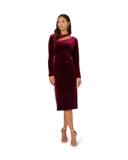 Adrianna Papell Red Velvet Asymmetric Dress