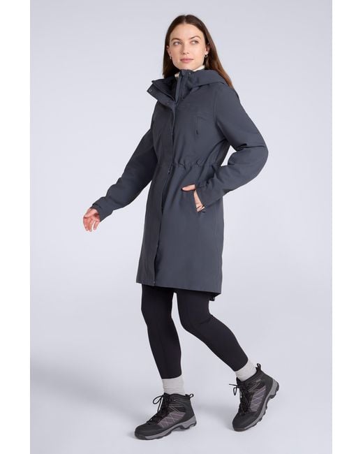 Mountain Warehouse Blue 'Harbour' Waterproof Parka Breathable Taped Seams Adjustable Hood Rain Coat