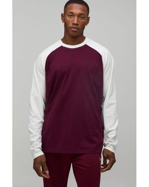 BoohooMAN Purple Oversized Raglan Long Sleeve T-Shirt for men