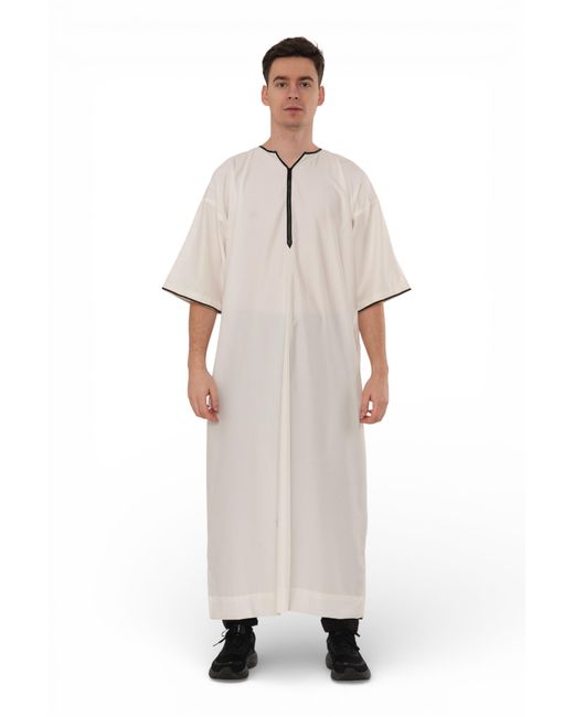 Thobez White Ramadan Moroccan Gandoura Thobe Robe Djellaba Eid Jubba- Tt-006 for men