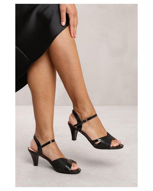 Where's That From Black Wheres 'Gracie' Low Heel Sandals With Buckle Ankle Strap