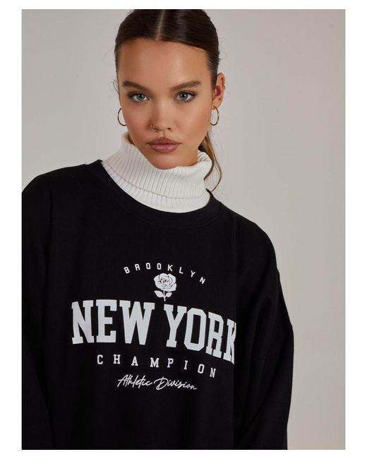 Pink Vanilla Black New York Slogan Oversized Sweatshirt