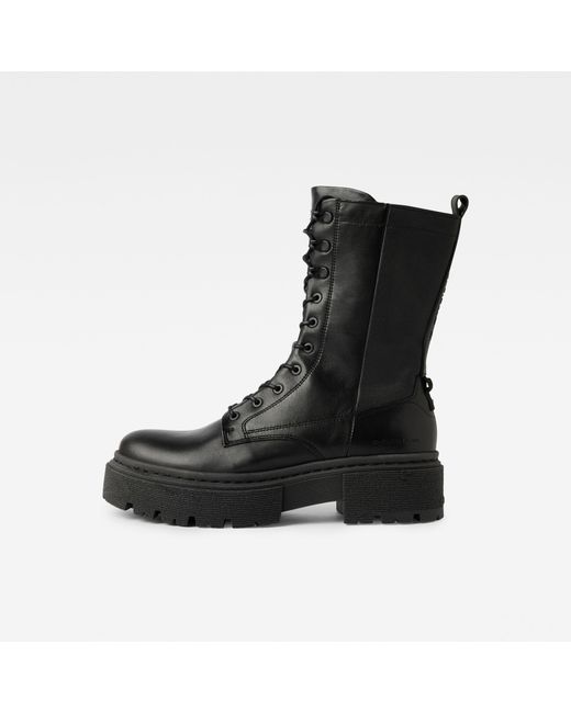 G-Star Black G-Star Raw Kafey Performance High Leather Denim Boots
