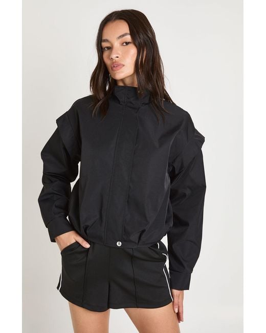 Boohoo Black Shoulder Detail Funnel Neck Jacket