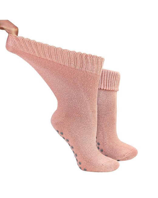Dr.Socks Pink Ladies Extra Wide Winter Bed Socks With Grips