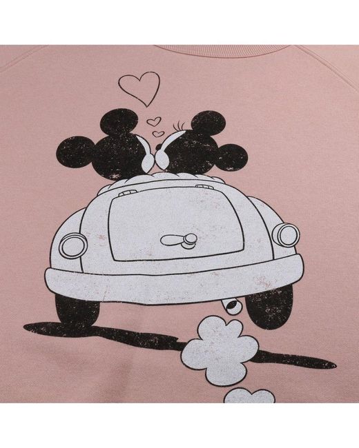 Disney Mickey & Minnie Mouse Hartjes Crop Sweatshirt (schemerig Roze) in het Pink
