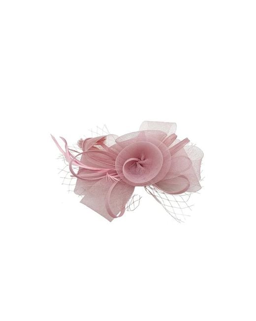 SVNX Pink Double Flower Feather Fascinator
