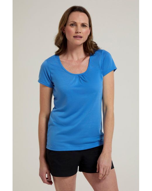 Mountain Warehouse Blue 'Agra' T-Shirt Uv Protection Quick Dry Casual Summer Tee