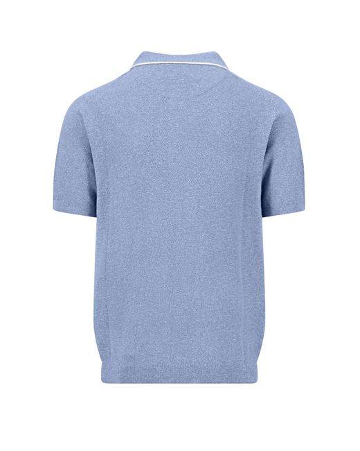 Fynch-Hatton Blue Knitted Polo Shirt New Breeze for men