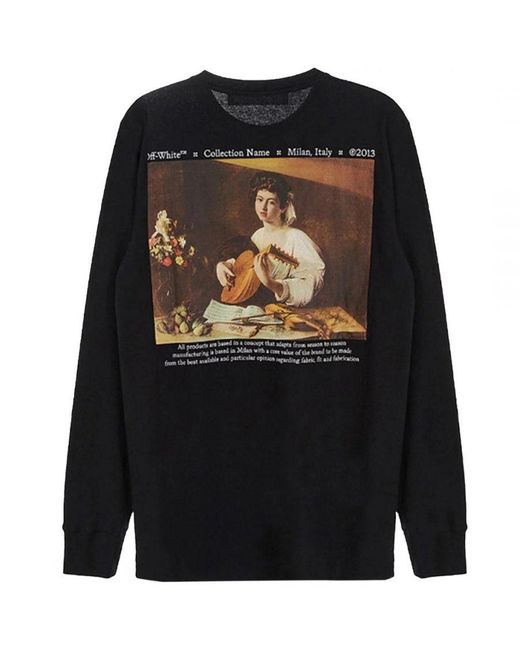 Off-White c/o Virgil Abloh Black Off- Caravaggio Lute Long Sleeve Slim Fit T-Shirt for men