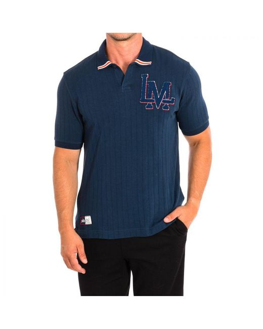 La Martina Blue Short Sleeve Polo Tmp019-Js325 for men