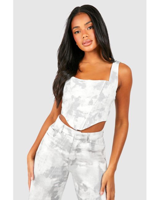 Boohoo White Washed Twill Square Neck Corset