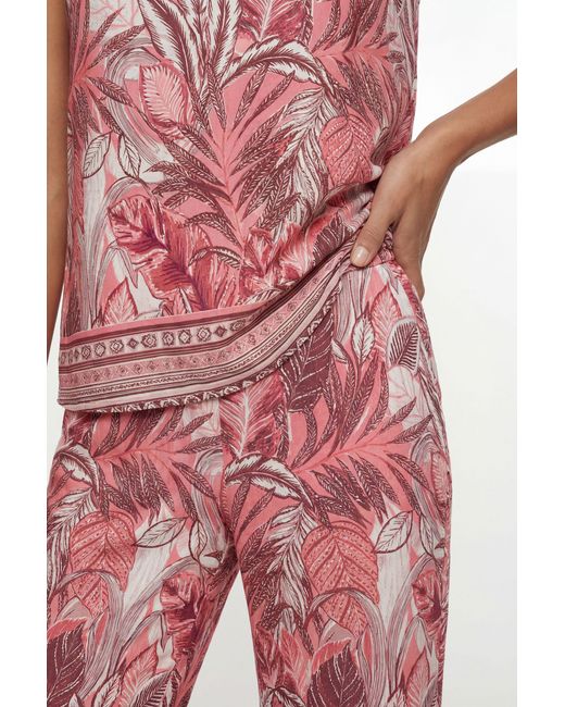Wallis Red Petite Tropical Print Wide Leg Trouser
