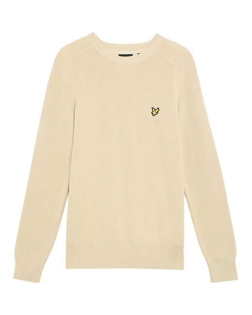 Lyle & Scott White And Ribbed Crew Neck Raglan Sleeve Sweater for men