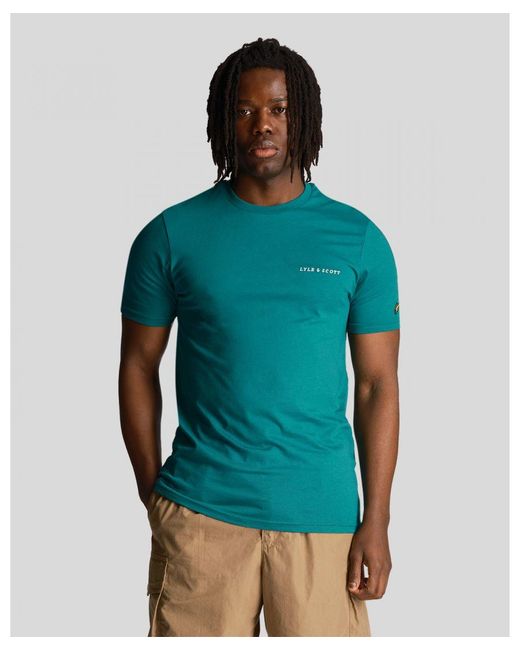 Lyle & Scott Green Embroidered T-shirt for men