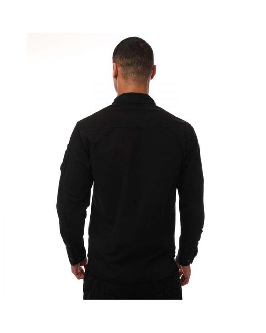 C P Company Black Gabardine Zipped Shirt for men