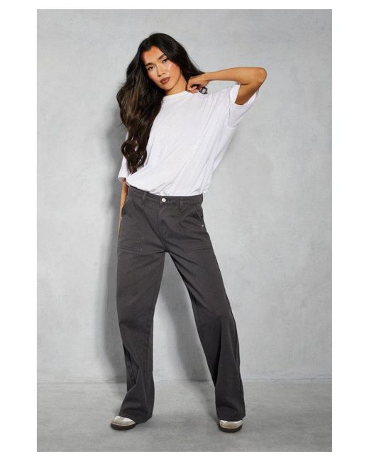 MissPap Gray Twill Patch Pocket Relaxed Trouser