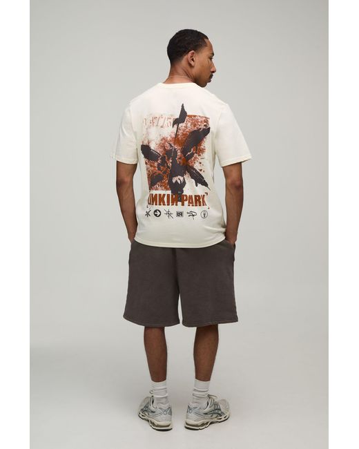 BoohooMAN Gray Oversized Linkin Park License Print T-Shirt for men