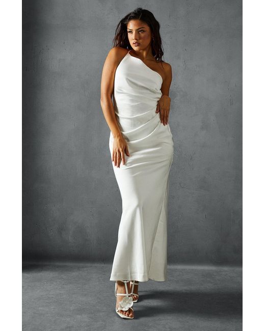MissPap Gray Maxi Dress Scoop Neck Sleeveless Long Satin