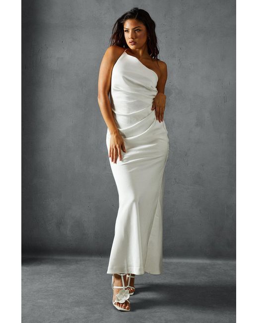 MissPap Gray Maxi Dress Scoop Neck Sleeveless Long Satin