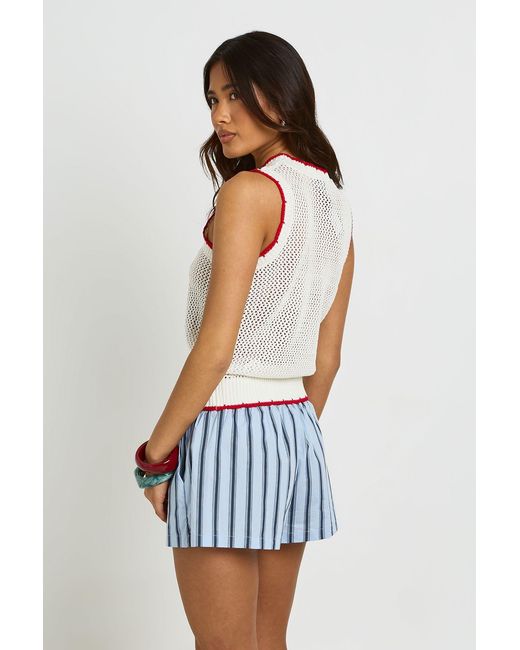 Boohoo White Crochet Lobster Print Knit Vest