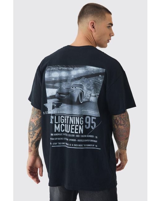 BoohooMAN Blue Oversized Disney Cars License Back Print T-shirt for men