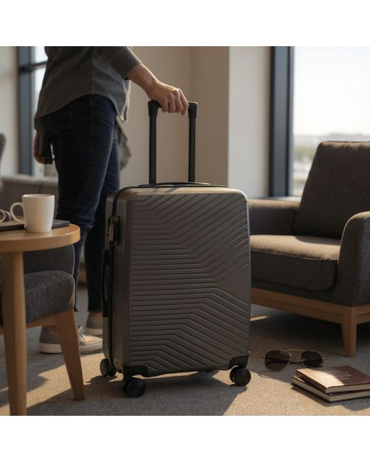 Infinity Leather Black Hard Shell Cabin 48 X 37 X 20 Cm Luggage Suitcase Suitable For Easyjet, Ryanair