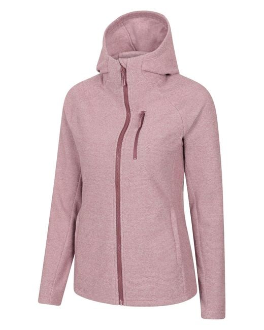 Mountain Warehouse Pink 'Grid' Hooded Midlayer Jacket Breathable Active Outdoor Full Zip Top Fabric