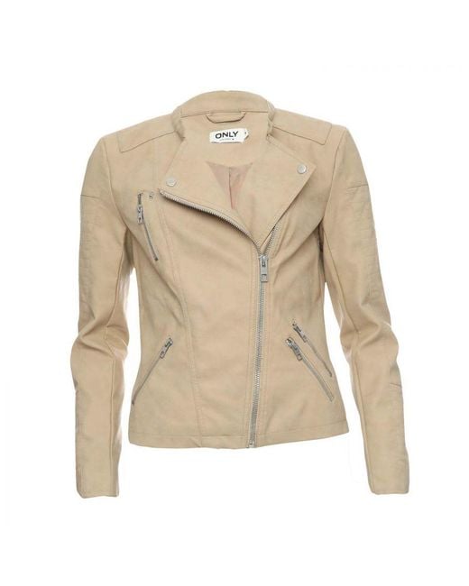 ONLY Natural Womenss Ava Faux Leather Jacket
